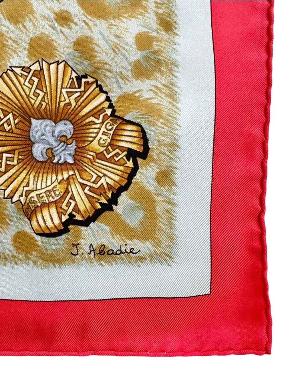 Hermes 100% Silk “Casques Plumets” Carre 90 Coral Pink & Gold Large Square Scarf - Picture 11 of 16
